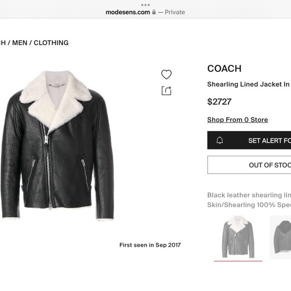 COACH Shearling Lined Jacket in Black/antique White with tags $2200 Perfecto